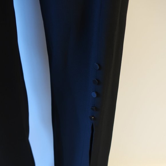 Womens Jonathan Simkhai Black High Waist Flat Front Flared Slit Crepe Pants 8 * - Picture 6 of 15